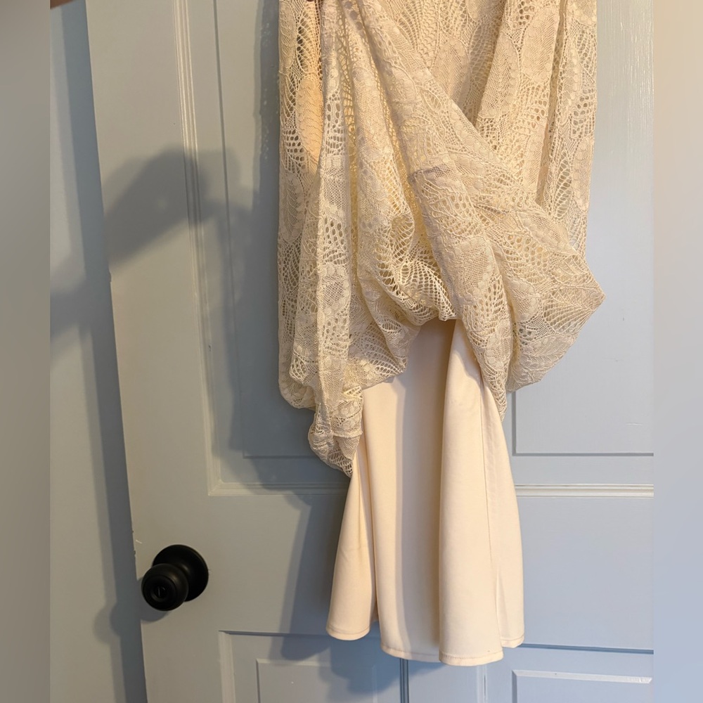 NEW ESQUALO Size 10 Cream Lace Crochet Tank Mini Dress - Picture 6 of 7